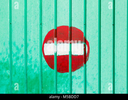 Noe entry sign painted on garage door. Stock Photo