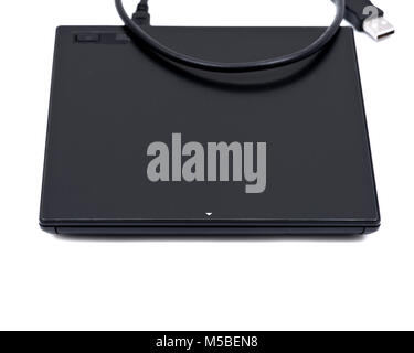 Black ultra thin smart powered portable, external cd, dvd reader writer Stock Photo