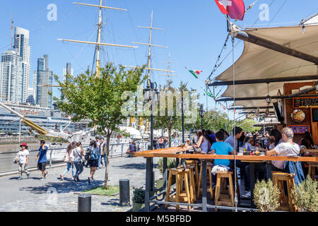 Buenos Aires Argentina,Puerto Madero,Rio Dique,water,riverfront,promenade,city skyline cityscape,restaurant restaurants food dining eating out cafe ca Stock Photo