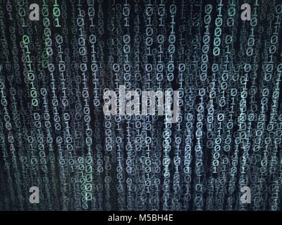 Computer AI intelligence data internet connection concepts. binary code numbers background on computer monitor for computer technology concepts. Priva Stock Photo