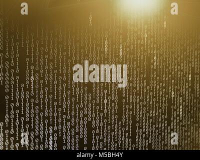 Computer AI intelligence data internet connection concepts. binary code numbers background on computer monitor for computer technology concepts. Priva Stock Photo