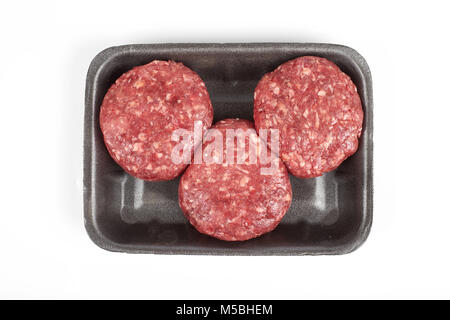 minced meat in plastic package isolated on white background Stock Photo