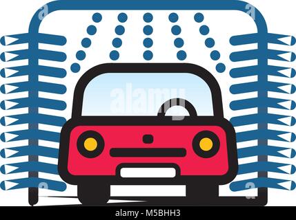 Passenger Car at automatic car wash station Stock Vector