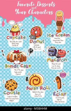 A vector illustration of Desserts in Characters Stock Vector