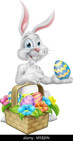 Easter Bunny Rabbit on Egg Hunt Stock Vector