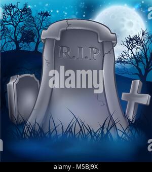 Grave Graveyard Halloween Background Stock Vector