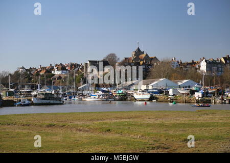 Rye seen from north of the River Rother, East Sussex, England, Great Britain, United Kingdom, UK, Europe Stock Photo