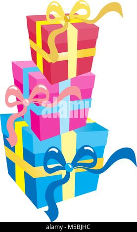 Three colorful gift boxes Stock Vector