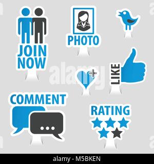Set Social Media Sticker Icons Stock Vector