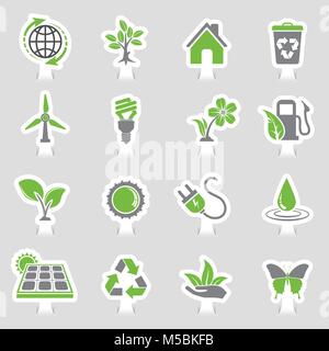 Environment Icons Sticker Set Stock Vector