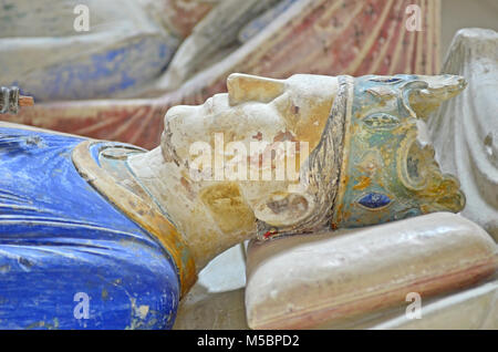 The 800 year old effigy and tomb of King Henry II of England in Fontevraud Abbey Stock Photo