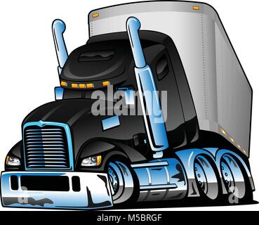 Semi Truck with Trailer Cartoon Vector Illustration Stock Vector