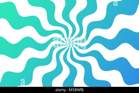 Vector background with Wavy Lines. Creative Background consisting of Stripe Shapes with Liquid effect of Color outgoing from the center. Turquoise-blu Stock Vector