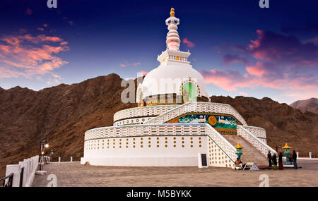 Shanti Stupa, Leh Ladakh, Jammu Kashmir, India Stock Photo