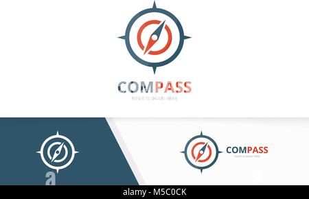Vector compass logo combination. Navigation symbol or icon. Unique travel logotype design template. Stock Vector