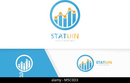 Vector graph logo combination. Diagram symbol or icon. Unique chart logotype design template. Stock Vector