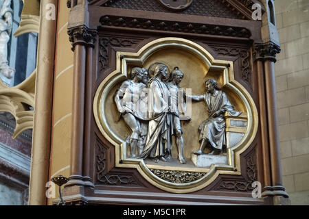 A bronze sculpture panel in St Etienne de Toulouse, France Stock Photo