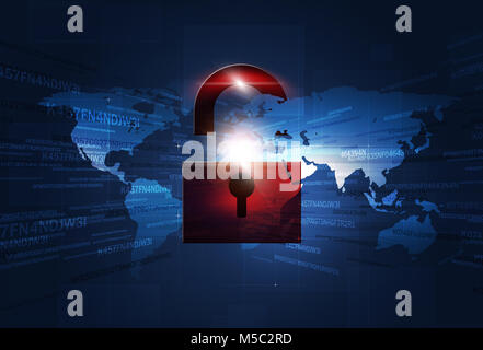digital coding lock concept internet security technology background ...