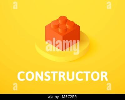 Constructor isometric icon, isolated on color background Stock Vector