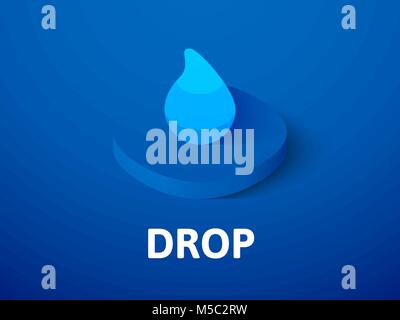 Drop isometric icon, isolated on color background Stock Vector