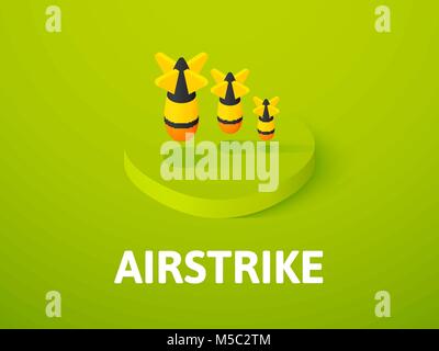 Airstrike isometric icon, isolated on color background Stock Vector