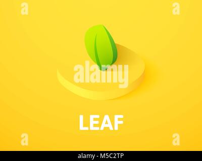 Leaf isometric icon, isolated on color background Stock Vector