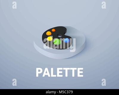 Palette isometric icon, isolated on color background Stock Vector