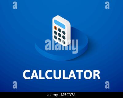 Calculator isometric icon, isolated on color background Stock Vector