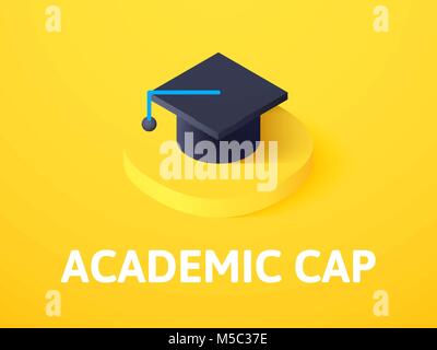 Academic cap isometric icon, isolated on color background Stock Vector