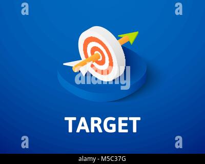 Target isometric icon, isolated on color background Stock Vector