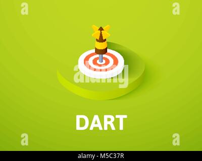 Dart isometric icon, isolated on color background Stock Vector
