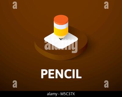 Pencil isometric icon, isolated on color background Stock Vector