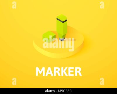 Marker isometric icon, isolated on color background Stock Vector