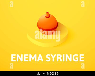 Enema syringe isometric icon, isolated on color background Stock Vector