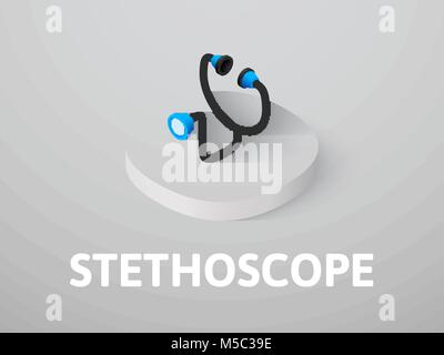 Stethoscope isometric icon, isolated on color background Stock Vector