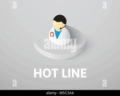 Hot line isometric icon, isolated on color background Stock Vector