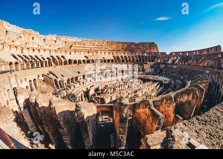 Inside the Roman Colosseum in Rome, Italy panoramic view Stock Photo