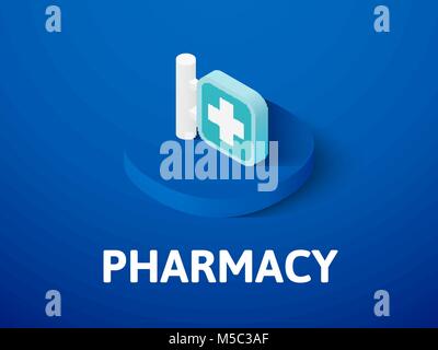 Pharmacy isometric icon, isolated on color background Stock Vector