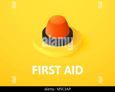 First aid isometric icon, isolated on color background Stock Vector