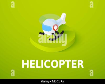 Helicopter isometric icon, isolated on color background Stock Vector