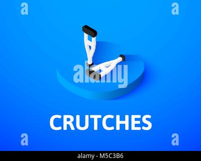 Crutches isometric icon, isolated on color background Stock Vector