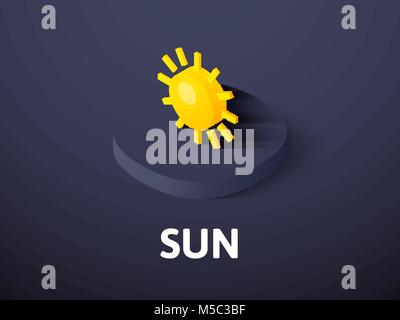 Sun isometric icon, isolated on color background Stock Vector