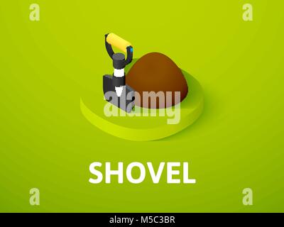 Shovel isometric icon, isolated on color background Stock Vector