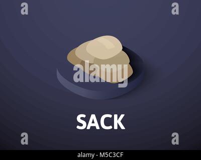 Sack isometric icon, isolated on color background Stock Vector