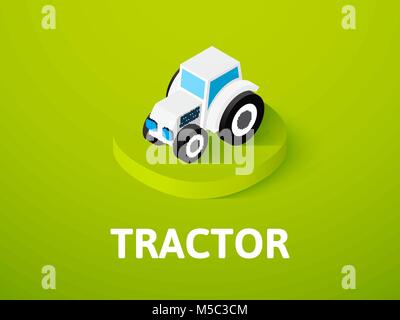 Tractor isometric icon, isolated on color background Stock Vector