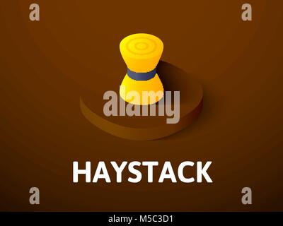 Haystack isometric icon, isolated on color background Stock Vector