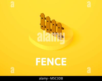 Fence isometric icon, isolated on color background Stock Vector