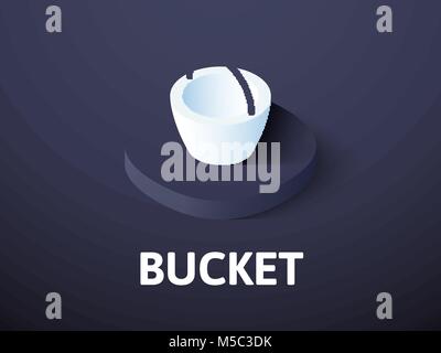 Bucket isometric icon, isolated on color background Stock Vector