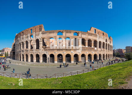 The Roman Colosseum (Coloseum) in Rome, Italy wide panorama Stock Photo