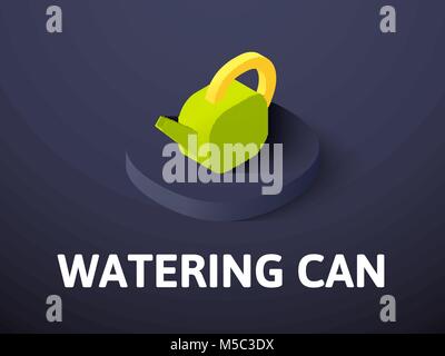 Watering can isometric icon, isolated on color background Stock Vector